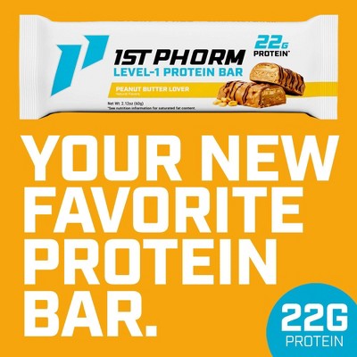 1st Phorm Peanut Butter Lover Protein Bars - 22g Protein - 8.5oz/4ct