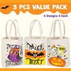 Joyfy 3PCS Halloween Goodie Candy Bags for Trick or Treating, 13.75” Reusable White Canvas Gift Snack Tote Bag with Handles Party Favor Supplies - 2 of 4