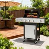 BAOURE 3-Burner Propane Gas BBQ Grill with Side Burner, 37,230 BTU Outdoor Barbecue with Enameled Cast Iron Grids - 2 of 4