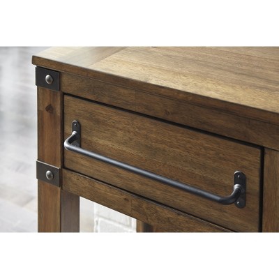 Brown Acacia Accent Cabinet with Adjustable Shelving