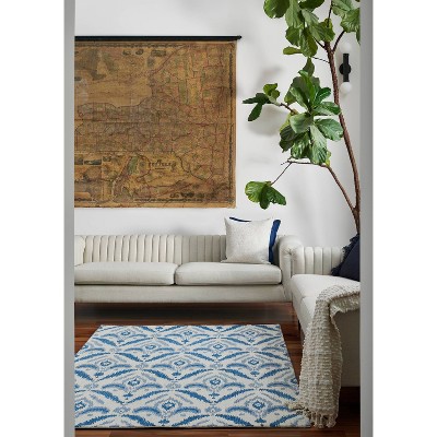 Blue and Beige Hand Tufted Wool Rug, 3'6" x 5'6"