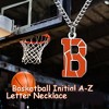 Basketball Letter Necklace - Men's Basketball Charm Pendant, Stainless Steel Silver Chain, 22 Inch Personalized Gift - 2 of 4