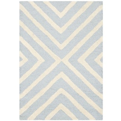 Light Blue and Ivory Hand-Tufted Wool Area Rug, 2' x 3'