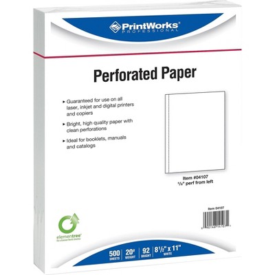 Printworks Professional 8 1/2 x 11 20 lbs. Vertical Perforated at 5/8 Paper White 04107P