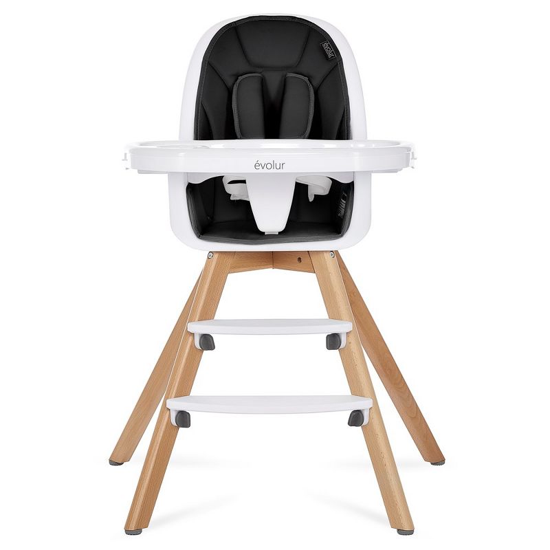 Evolur Zoodle 2 in 1 Baby High Chair, Easy to Clean, Removable Tray, Compact and Portable Convertible High Chair for Babies and Toddlers, Black, 1 of 16