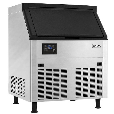 Cesicia 27 in-D x 26 in-W x 39 in-H 26 inches Stainless Steel Commercial Ice Maker Machine with 100 lbs Bin