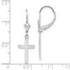 Black Bow Jewelry Polished Hollow Cross Lever Back Earrings in 14k White Gold - 4 of 4