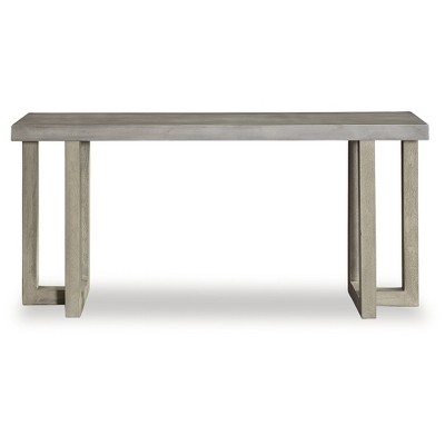 Gray Mango Wood Console Table with Faux Concrete Top