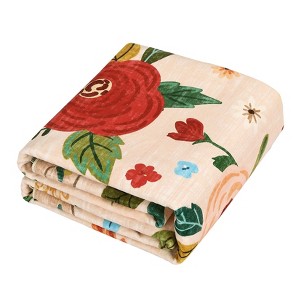 Modern Washable Area Rug for Living Room, Vintage Floral Floor Rug with Non Slip Backing, Low Pile Resistant Carpet for Home, - 1 of 4