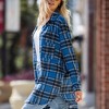 Amaryllis Women's Long Plaid Button-Up Shirt with Relaxed Fit Collared Neckline - 2 of 4