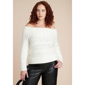 ELOQUII Off The Shoulder Cableknit Sweater - 1 of 4