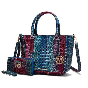 MKF Collection Bonnie Gradient Rainbow Faux Crocodile-Embossed Women’s Satchel & Wallet by Mia K - 1 of 4