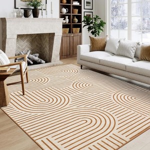 Runner Rug, Modern Minimalist Arched Lines Carpet, Machine Washable Area Rug Pet Friendly for Hallway, Kitchen, Bathroom - 1 of 4