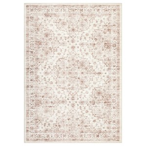 Washable Floral Living Room Rugs, Retro Accent Farmhouse Carpet for Bedroom, Soft Non Slip Large Floor Rugs for Dining Room Office - 1 of 4