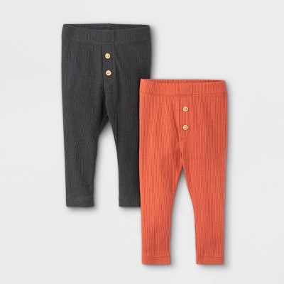 Image of Baby 2pk Rib Leggings - Cat & Jack™ Charcoal Gray 0-3M