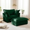 Corduroy Accent Chair with Ottoman, Modern Deep Seat Sofa with Removable Covers & Plush Cushions, 49'' Wide for Living Room-3irtyhousy - 2 of 4