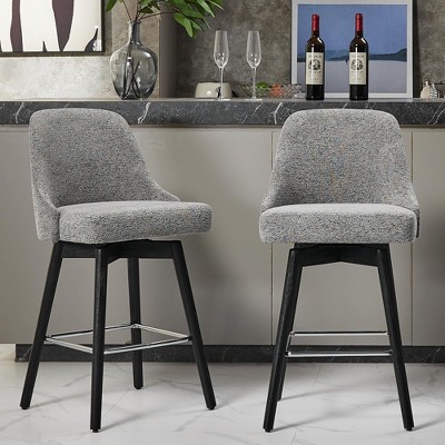 26" Counter Height Barstools,Mid Century Bar Chairs with Back & Wood Legs for Dining Room Kitchen Island