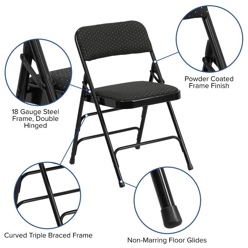 Emma and Oliver 2 Pack Home & Office Party Events Fabric Padded Metal Folding Chair, 3 of 8