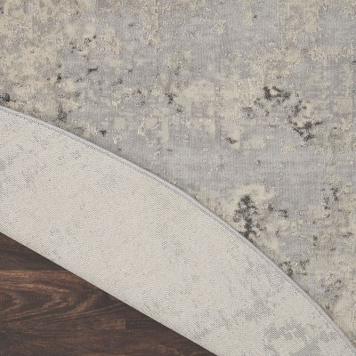 Rustic Grey and Beige Round Synthetic Abstract Rug 5'3"