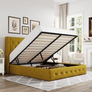 Allewie Lift Up Storage Bed, Button Tufted Headboard with Wingback, No Box Spring Needed, Hydraulic Storage, Button Tufted - 1 of 4