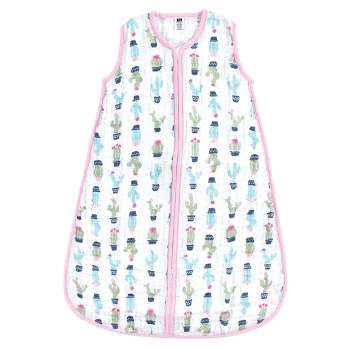 Hudson Baby Infant Girl Muslin Cotton Sleeveless Wearable Sleeping Bag, Sack, Blanket, Girl Cactus