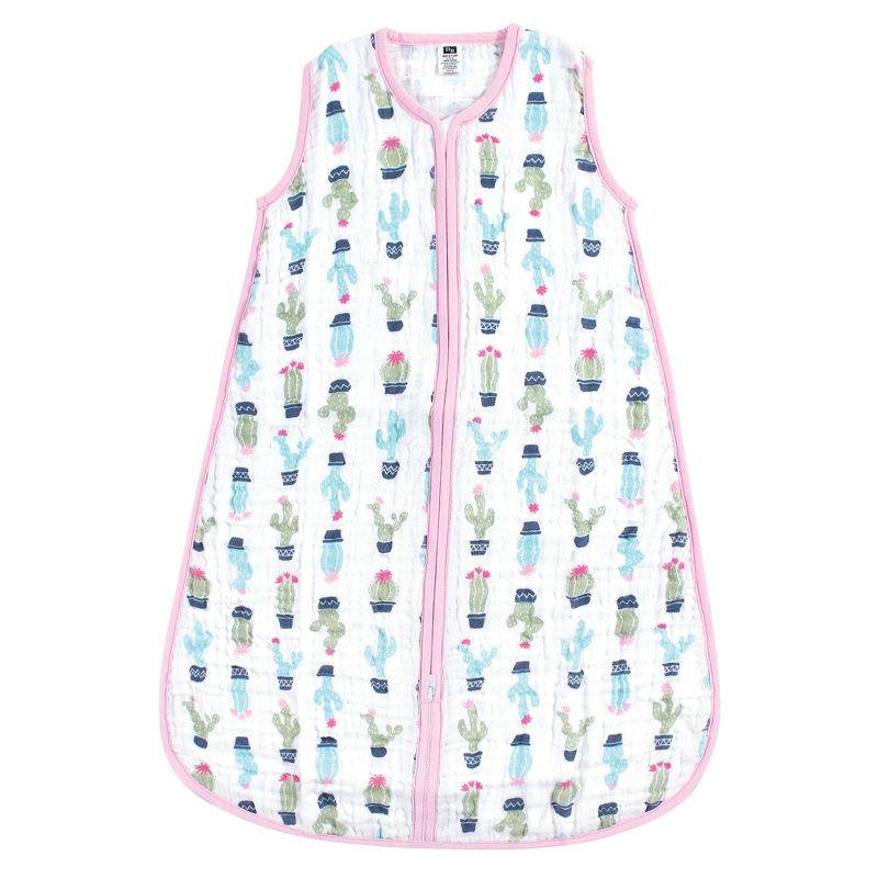 Hudson Baby Infant Girl Muslin Cotton Sleeveless Wearable Sleeping Bag, Sack, Blanket, Girl Cactus, 1 of 3