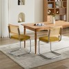 Modern Dining Chairs Set of 2, Velvet Accent Chairs with Natural Cane Back, Stainless Chrome Base, Upholstered Rattan Kitchen Chairs for Dining Room - 3 of 4