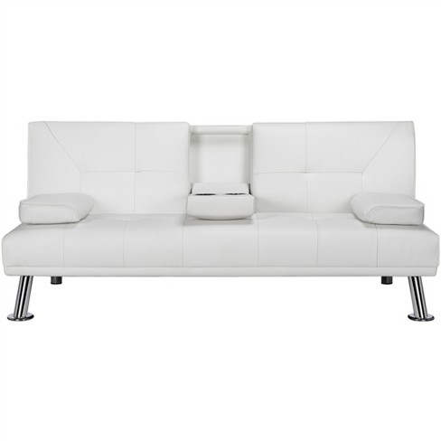 White faux leather sofa bed sale