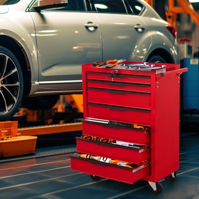 7-Drawer Rolling Tool Chest Cabinet, Large Capacity Metal Tool Box with Wheels and Cylinder Locking