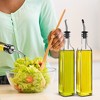 Cheer Collection 2-Pack Glass Olive Oil Dispensers with Funnel, Pour Spouts, Labels & Brush – 17oz Each Bottle - 4 of 4