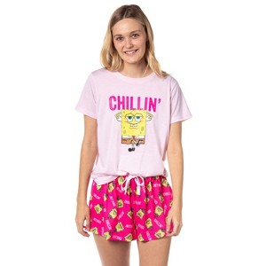 Nickelodeon SpongeBob SquarePants Women's Chillin' 2-Piece Pajama Short Set Pink - 1 of 4