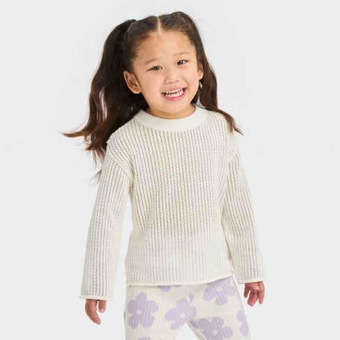 Grayson Mini Toddler Girls Open Weave Layering Sweater White 2t