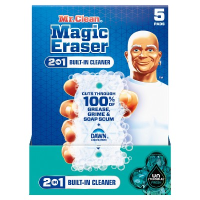 Mr. Clean 2-in-1 Built-In Unstopables Fresh Magic Eraser - 5ct