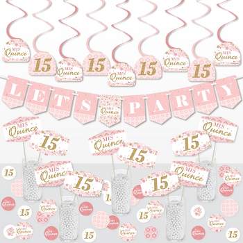 Big Dot of Happiness Mis Quince Anos - Quinceanera Sweet 15 Birthday Party Supplies Decoration Kit - Decor Galore Party Pack - 51 Pieces