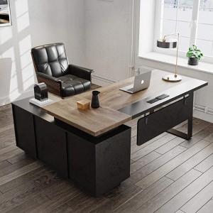 SAINTCY Modern L-Shaped Executive Desk for Home Office 63" Wide Workspace with Sliding Cabinet Doors, 3 Drawers, File Storage Shelves - 1 of 4