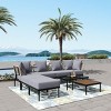 Jill Patio Conversation Set With Metal Frame And Thick Cushion,Sofa And Glass Coffee Table,Outdoor Furniture -Maison Boucle - 3 of 4