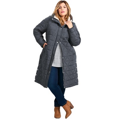 Avenue Women's Plus Size Quinn Longline Puffer Jacket