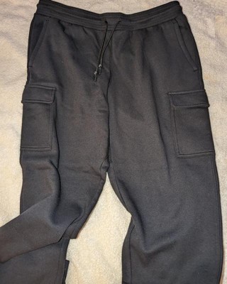 Men's Cotton Fleece Cargo Jogger Pants - All In Motion™ Black M