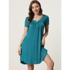 INSPIRE CHIC Women's 2 Pcs Sleepwear Summer Short Sleeves Solid with Pockets Nightgown - 2 of 4