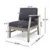 Dining Chairs, Right Arm Chair, Acacia Wood Frame Kitchen Chair, Outdoor Patio Chair, Thick Plush Cushions Side Chair - 2 of 4