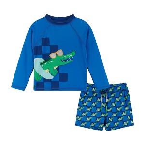 Andy & Evan  Toddler  Alligator Graphic Raglan Rashguard and Boardshort Set - 1 of 4