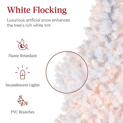 7.5ft White Pre-Lit Pine Christmas Tree with Incandescent Lights