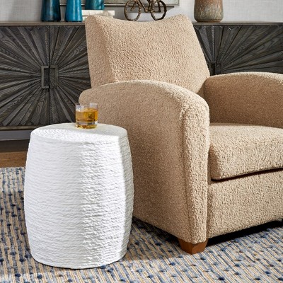 Resort Casual White Braided Straw Accent Stool