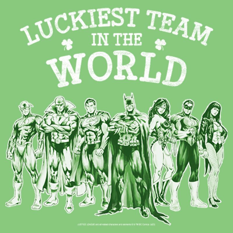 Girl's Justice League St. Patrick's Day Luckiest Team in the World T-Shirt, 2 of 5