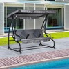 Outsunny 3 Seat Outdoor Free Standing Swing Bench Porch Swing with Stand, Comfortable Cushioned Fabric & Included Canopy - 2 of 4