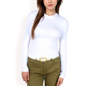 Anna-Kaci Women's Ribbed Long Sleeve Fitted Crew Neck Top - 1 of 4