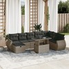 vidaXL 9 Piece Patio Sofa Set with Cushions - Gray Without Storage - 2 of 4