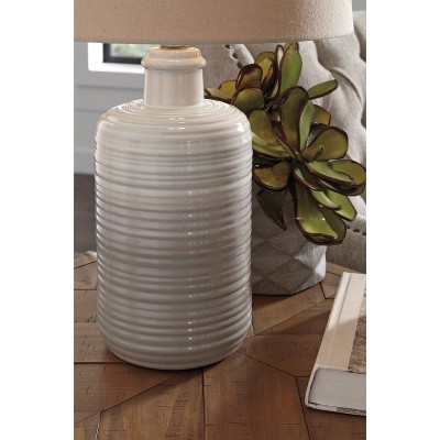 Set of 2 Taupe and White Ceramic Table Lamps