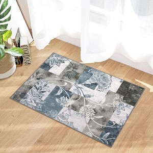 Acekool 5x7 Machine Washable Abstract Geometric Area Rug, Non-Slip, Low Pile, Non-Shedding Brown Carpet for Living Room, Bedroom - 1 of 4