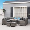 Outsunny 6 Pieces Patio Wicker Conversation Furniture Set, Outdoor All Weather PE Rattan Sectional Sofa Set, Table & Cushions, - 3 of 4
